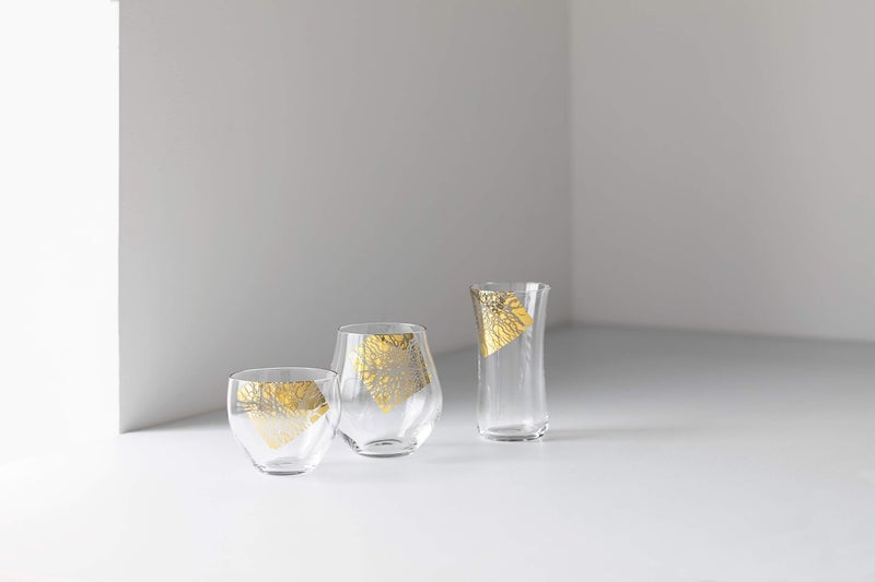 ADERIA Sake Set Japanese Goldleaf Pattern Sake Glass Set Ritzy Short Whiskey Cocktail Glasses Set Premium Drinking Wine Glasses Tumbler Cups Set (3 pack) - Image 2